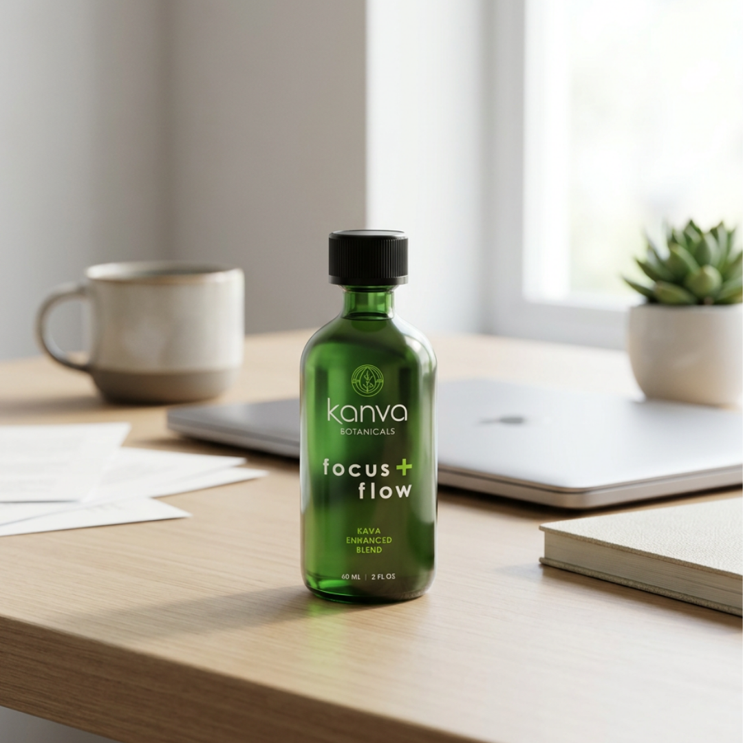 Kanva Botanicals Focus and Flow kava kratom shot for daytime use