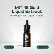 MIT 45 Gold 15ml liquid kratom extract in a black and gold dropper bottle