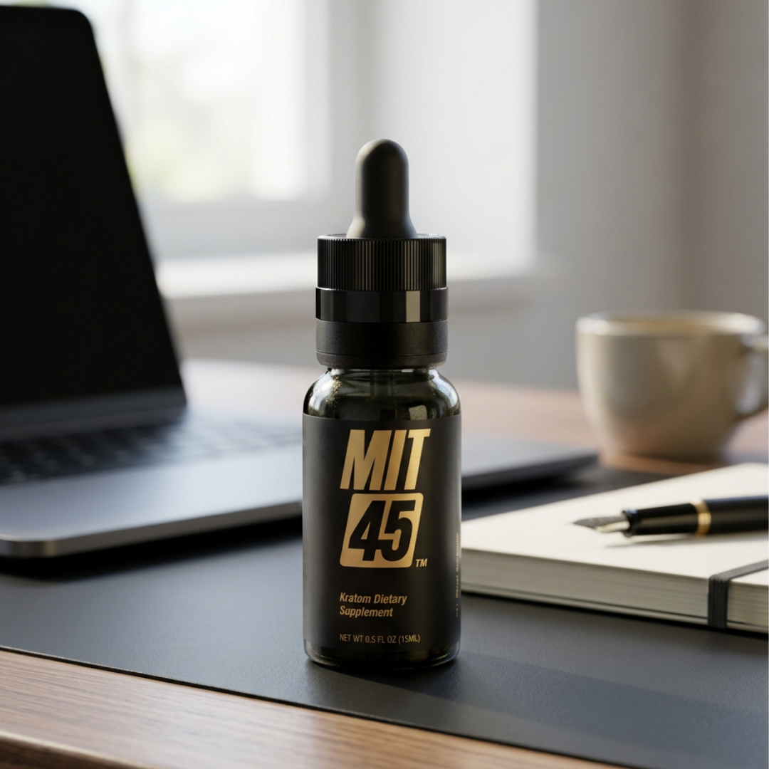 MIT 45 Gold 15ml liquid kratom extract with dropper cap