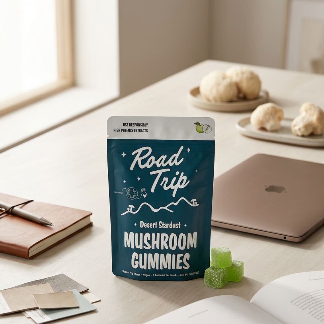 Road Trip Desert Stardust mushroom gummies, eight gummies per pouch