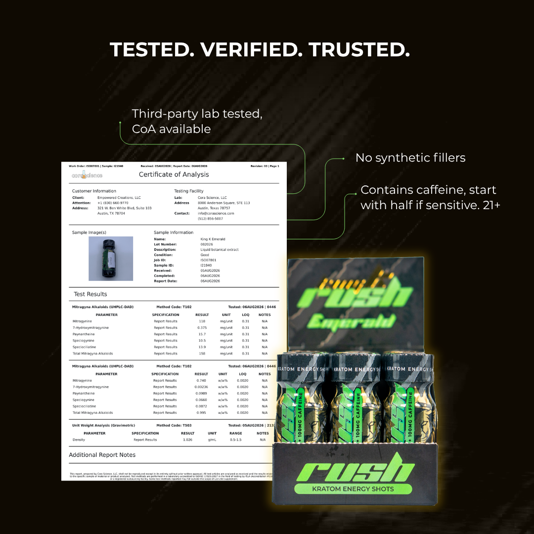 King K Rush Emerald lab-test certificate, Aug 6, 2026