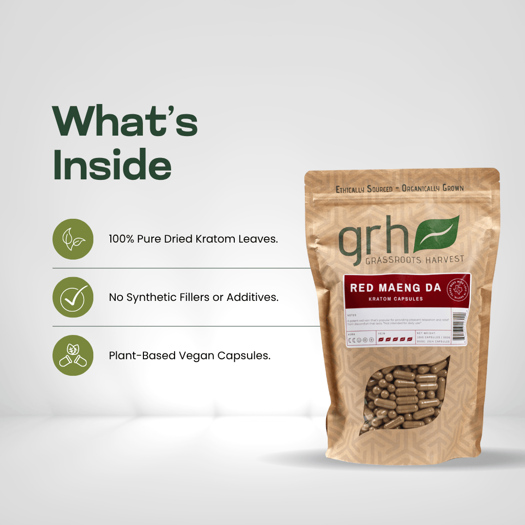 Red Maeng Da Kratom Capsules Kratom Capsules GRH Kratom