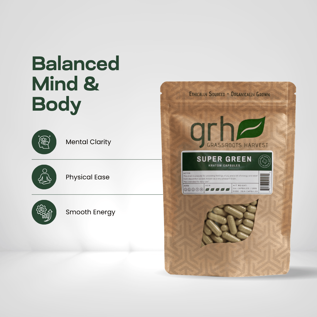 Super Green Kratom Capsules Kratom Capsules GRH Kratom