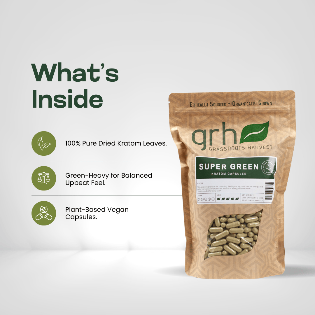 Super Green Kratom Capsules Kratom Capsules GRH Kratom
