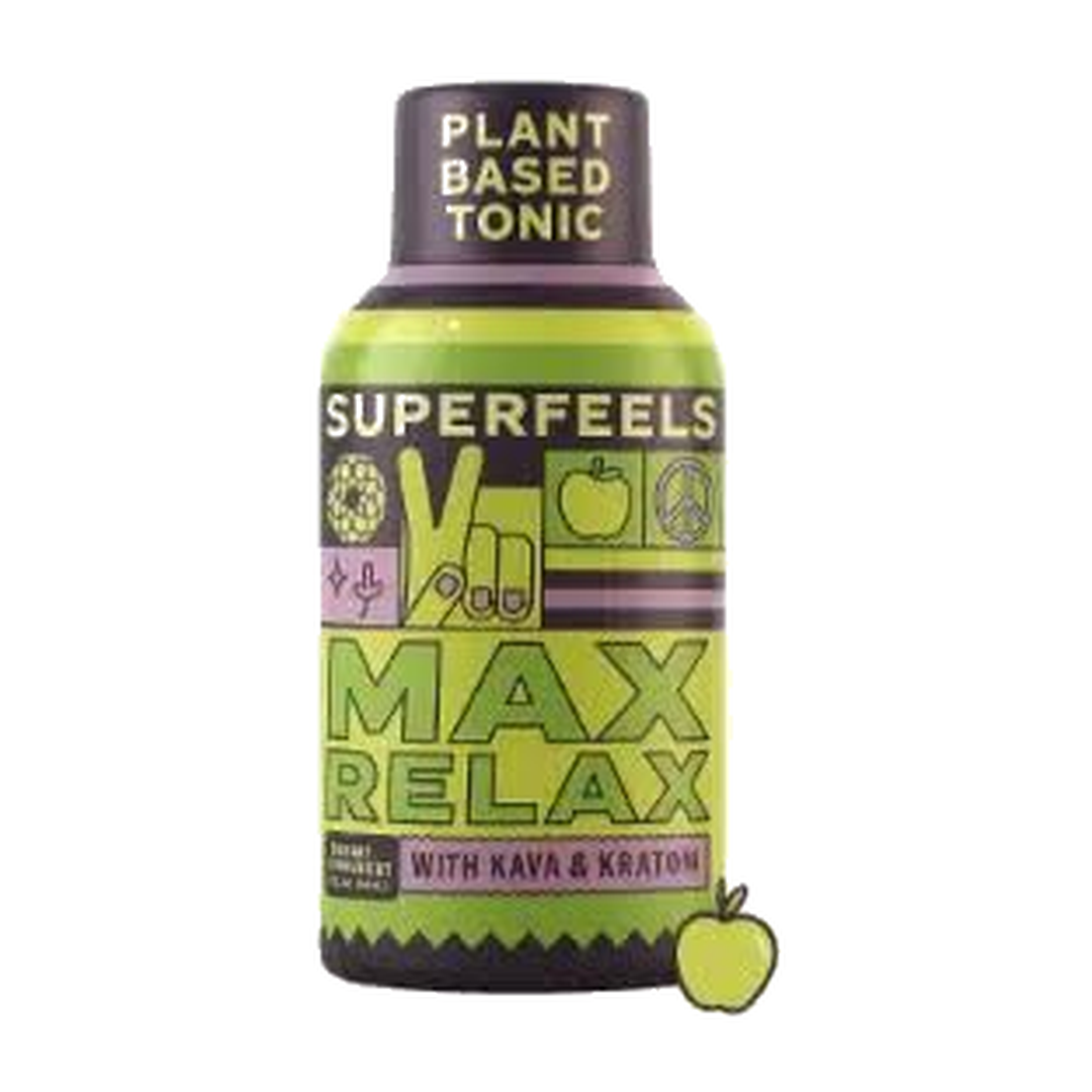 Superfeels Max Relax kava kratom tonic 2oz bottle
