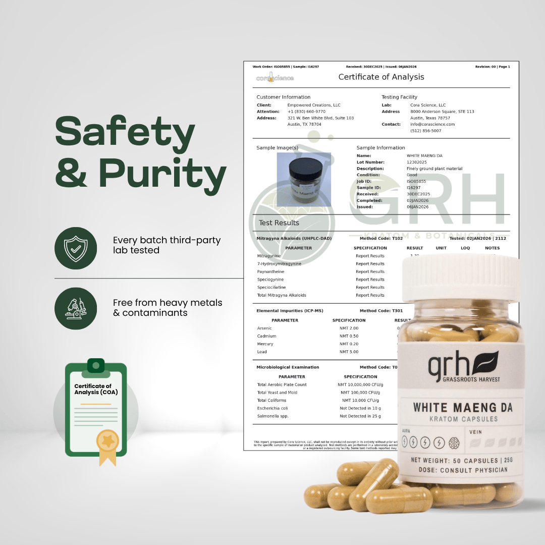 White Maeng Da Kratom Capsules Kratom Capsules GRH Kratom
