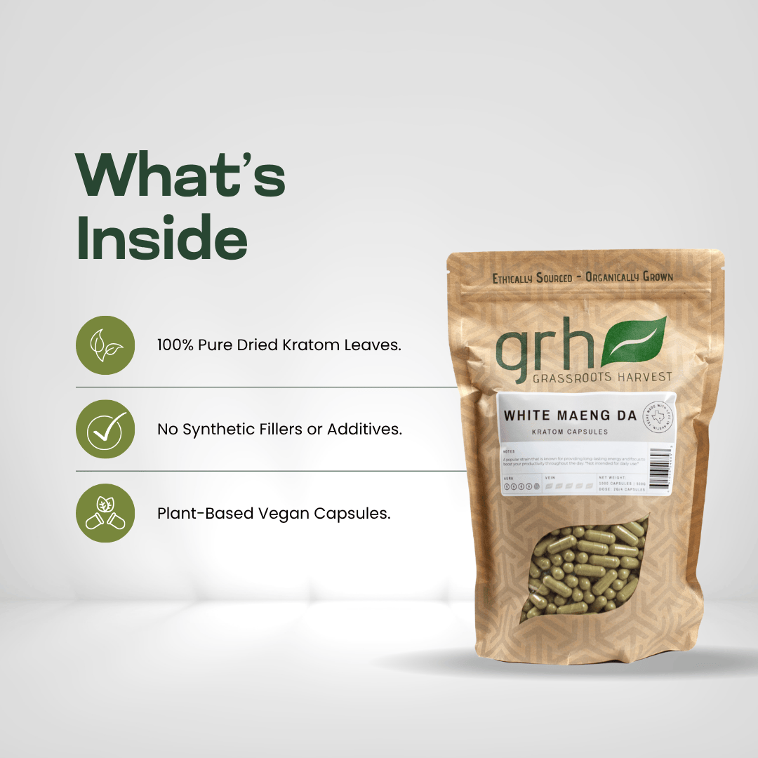 White Maeng Da Kratom Capsules Kratom Capsules GRH Kratom