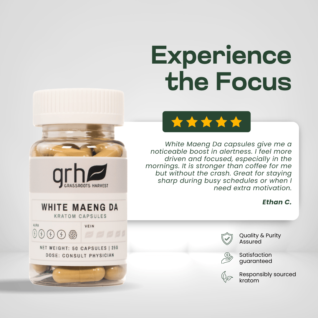 White Maeng Da Kratom Capsules Kratom Capsules GRH Kratom