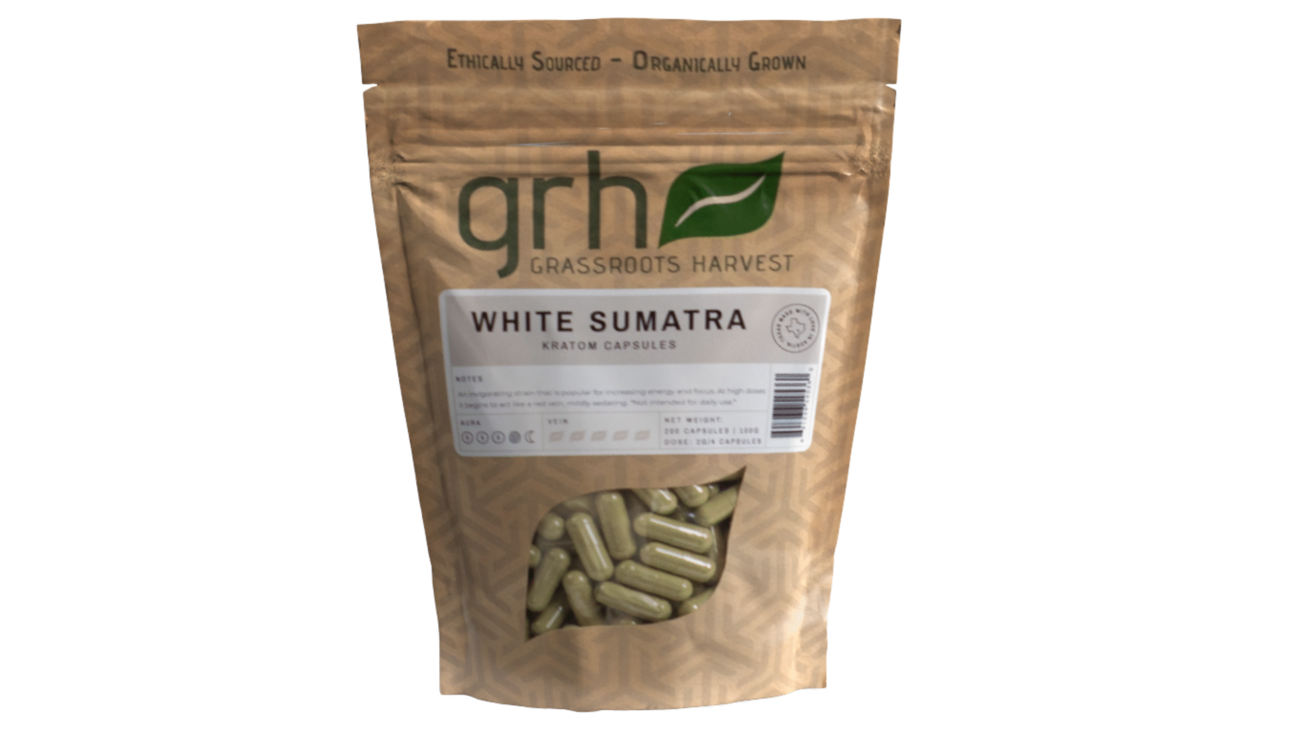 White Sumatra Kratom Capsules, package of 1,000C