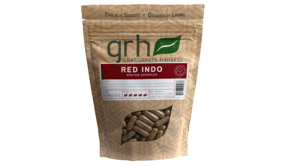 Red Indo Kratom Capsules, package of 1000C