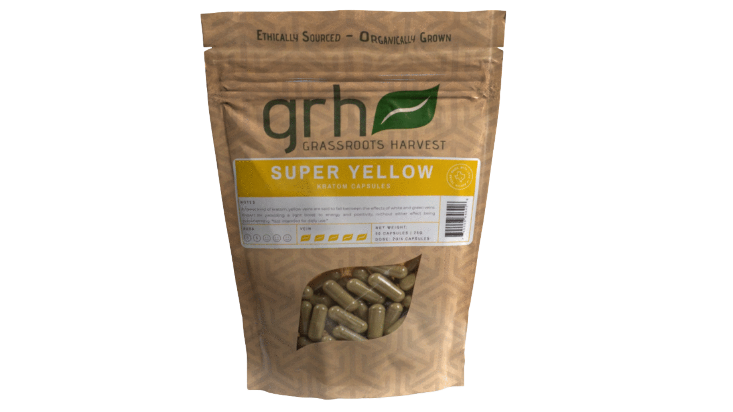 Super Yellow Kratom Capsules, package of 1,000C