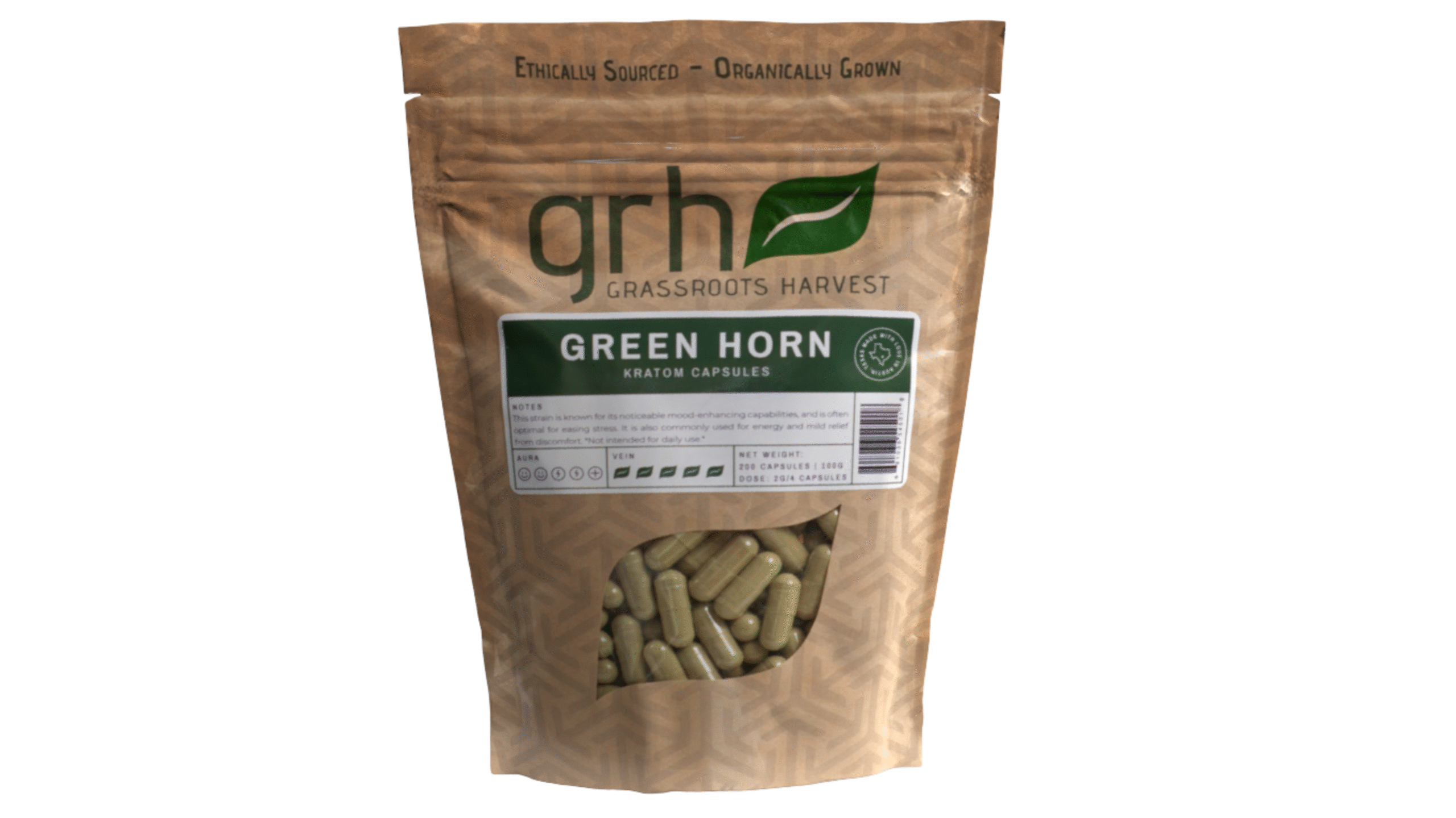 Green Horn Kratom Capsules, package of 1,000C