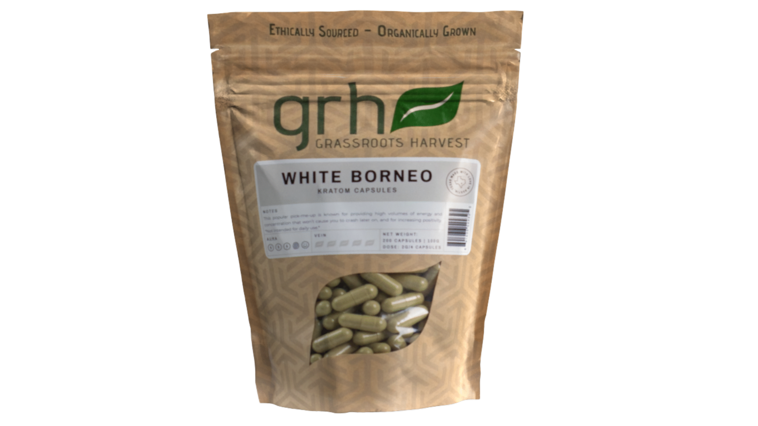 White Borneo Kratom Capsules, package of 1,000C