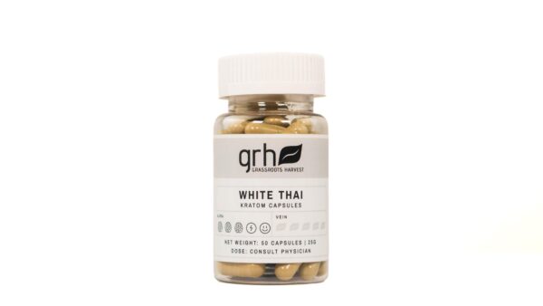 White Thai Kratom Capsules 50 count bottle