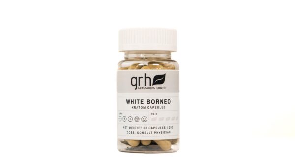 White Borneo Kratom Capsules 50 count bottle