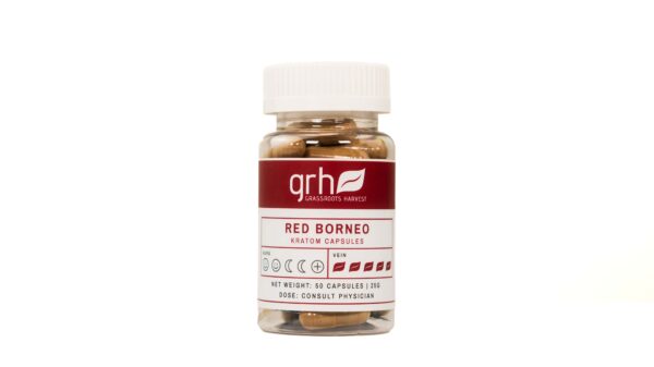 Red Borneo Kratom Capsules 50 count bottle