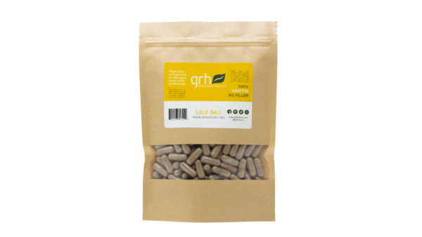 Gold Bali Kratom Capsules, package of 200C