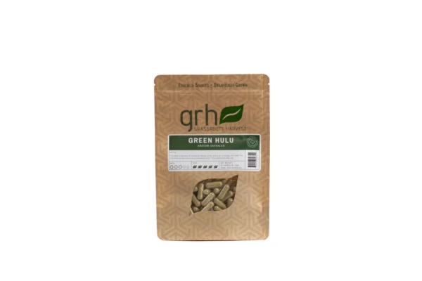 Green Hulu Kratom Capsules, package of 50C